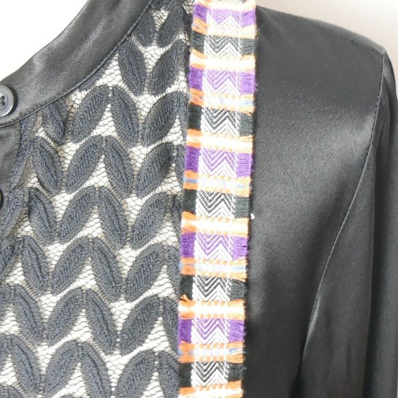 Sui by Anna Sui Black Blouse Silky with Lace and Embroider Details Large - Picture 12 of 16